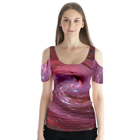 Galaxy Fog Kosmus Universe Butterfly Sleeve Cutout Tee  by Wegoenart