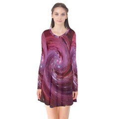 Galaxy Fog Kosmus Universe Long Sleeve V-neck Flare Dress by Wegoenart