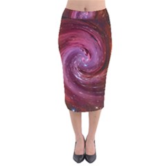 Galaxy Fog Kosmus Universe Velvet Midi Pencil Skirt by Wegoenart