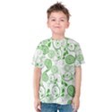 Paisley Floral Green Background Kids  Cotton Tee View1