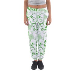 Paisley Floral Green Background Women s Jogger Sweatpants by Wegoenart