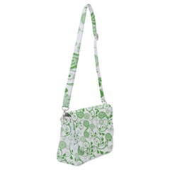 Paisley Floral Green Background Shoulder Bag With Back Zipper by Wegoenart