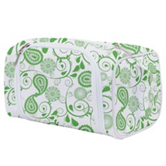 Paisley Floral Green Background Toiletries Pouch by Wegoenart