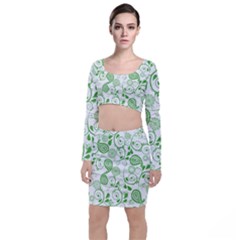 Paisley Floral Green Background Top And Skirt Sets by Wegoenart