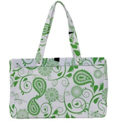 Paisley Floral Green Background Canvas Work Bag by Wegoenart