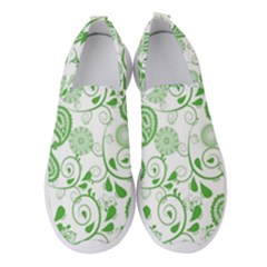 Paisley Floral Green Background Women s Slip On Sneakers by Wegoenart