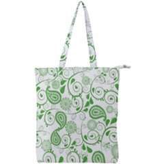 Paisley Floral Green Background Double Zip Up Tote Bag by Wegoenart