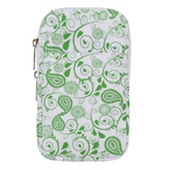 Paisley Floral Green Background Waist Pouch (large) by Wegoenart