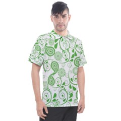 Paisley Floral Green Background Men s Polo Tee