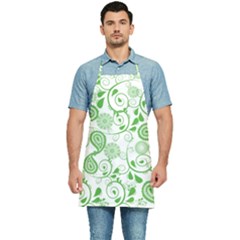 Paisley Floral Green Background Kitchen Apron by Wegoenart