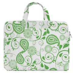 Paisley Floral Green Background Macbook Pro 13  Double Pocket Laptop Bag by Wegoenart