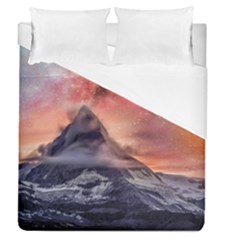 Mountain Cosmos Universe Nature Duvet Cover (queen Size) by Wegoenart