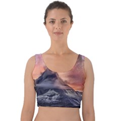 Mountain Cosmos Universe Nature Velvet Crop Top by Wegoenart