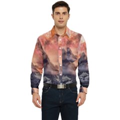 Mountain Cosmos Universe Nature Men s Long Sleeve Pocket Shirt  by Wegoenart