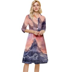 Mountain Cosmos Universe Nature Classy Knee Length Dress by Wegoenart