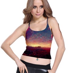 Fantasy World Red Bubbles Landscape Spaghetti Strap Bra Top by Wegoenart