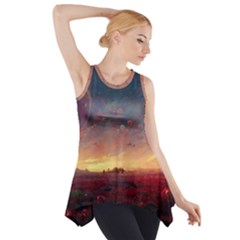 Fantasy World Red Bubbles Landscape Side Drop Tank Tunic by Wegoenart