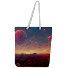 Fantasy World Red Bubbles Landscape Full Print Rope Handle Tote (large)