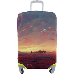 Fantasy World Red Bubbles Landscape Luggage Cover (large) by Wegoenart