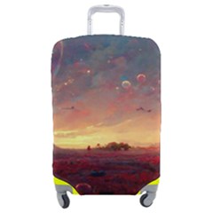 Fantasy World Red Bubbles Landscape Luggage Cover (medium) by Wegoenart