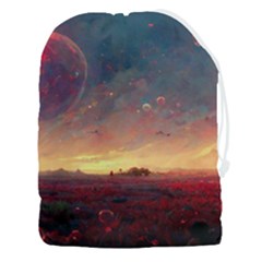 Fantasy World Red Bubbles Landscape Drawstring Pouch (3xl) by Wegoenart