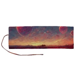 Fantasy World Red Bubbles Landscape Roll Up Canvas Pencil Holder (m)