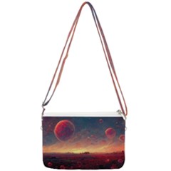 Fantasy World Red Bubbles Landscape Double Gusset Crossbody Bag by Wegoenart