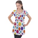 Background Polka Dot Puff Sleeve Tunic Top View1