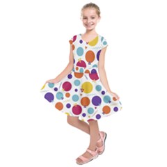 Background Polka Dot Kids  Short Sleeve Dress by Ravend