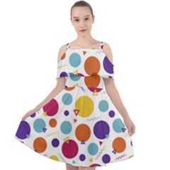 Background Polka Dot Cut Out Shoulders Chiffon Dress by Ravend