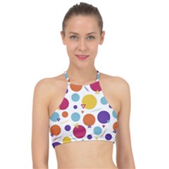 Background Polka Dot Racer Front Bikini Top by Ravend