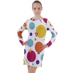 Background Polka Dot Long Sleeve Hoodie Dress by Ravend