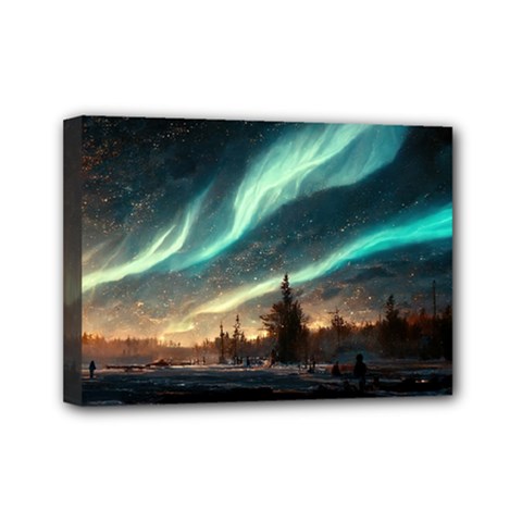 Northern Light North Sky Night Mini Canvas 7  X 5  (stretched) by Ravend