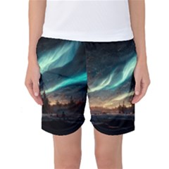 Northern Light North Sky Night Women s Basketball Shorts by Ravend