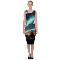 Northern Light North Sky Night Sleeveless Pencil Dress by Ravend