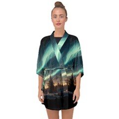 Northern Light North Sky Night Half Sleeve Chiffon Kimono by Ravend