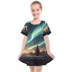 Northern Light North Sky Night Kids  Smock Dress by Ravend