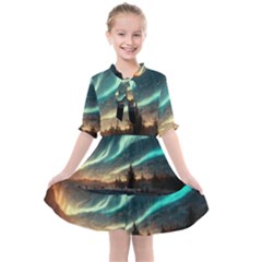 Northern Light North Sky Night Kids  All Frills Chiffon Dress by Ravend