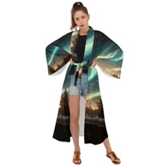 Northern Light North Sky Night Maxi Kimono by Ravend