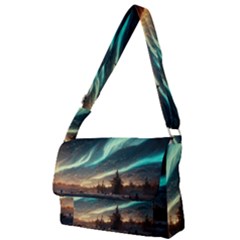 Northern Light North Sky Night Full Print Messenger Bag (l) by Ravend