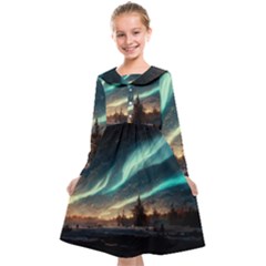 Northern Light North Sky Night Kids  Midi Sailor Dress by Ravend