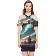 Northern Light North Sky Night Shoulder Frill Bodycon Summer Dress by Ravend