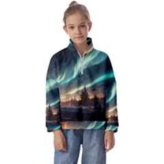 Northern Light North Sky Night Kids  Half Zip Hoodie