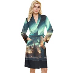 Northern Light North Sky Night Long Sleeve Velour Robe by Ravend