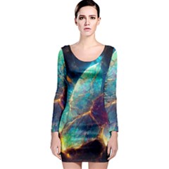 Abstract Galactic Wallpaper Long Sleeve Bodycon Dress by Ravend