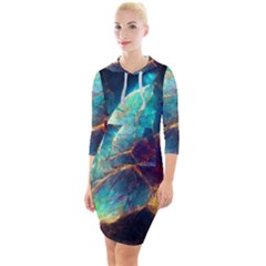 Abstract Galactic Wallpaper Quarter Sleeve Hood Bodycon Dress by Ravend