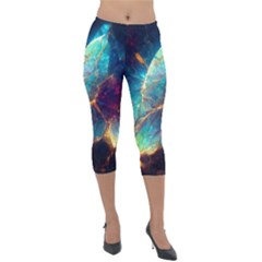 Abstract Galactic Wallpaper Lightweight Velour Capri Leggings  by Ravend