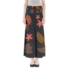 Flower Leaves Background Floral Full Length Maxi Skirt by Ravend