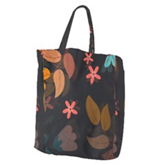 Flower Leaves Background Floral Giant Grocery Tote by Ravend