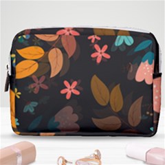 Flower Leaves Background Floral Make Up Pouch (medium) by Ravend